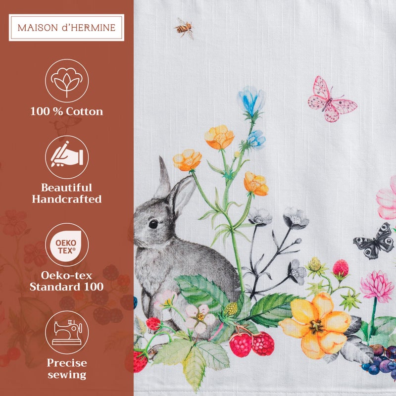 Maison d' Hermine Placemats Set of 4 100% Cotton Washable Cloth Place Mats, Reusable Table Mats for Kitchen Dining Decoration, Party, Wedding, Restaurant Spring/Summer (Printemps, 13" x 19") - Image 2